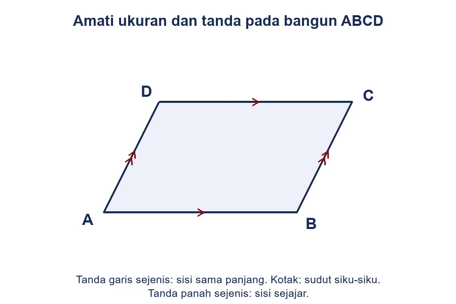 Segi empat dengan dua pasang sisi berhadapan sejajar dan sudut miring.